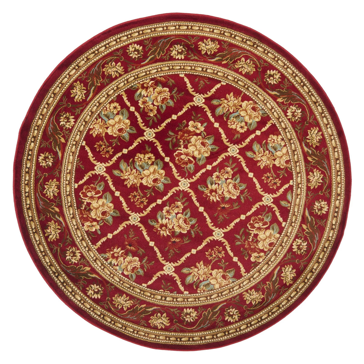 Red Floral Border Square Area Rug H782969