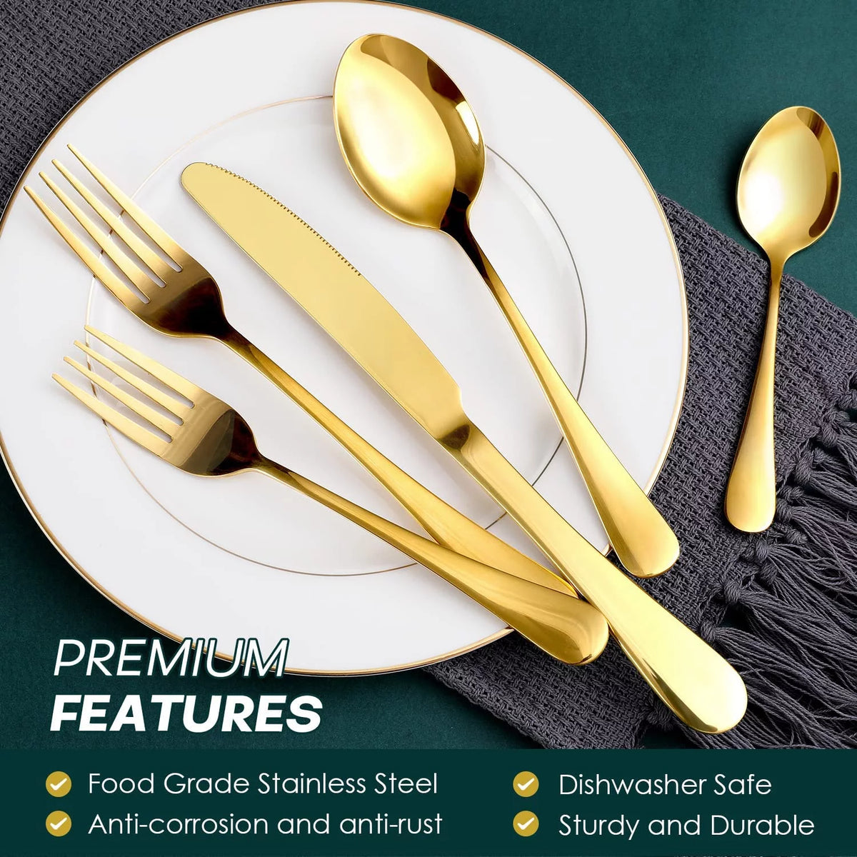 24-Piece Mirror Polished Stainless Steel Silverware Set K272