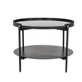 Black Metal Coffee Table with Marble Painted Tray Top D35664