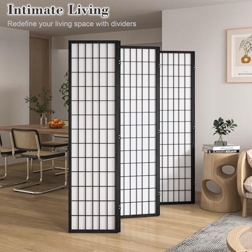 4 Panel Black Folding Room Divider C371197