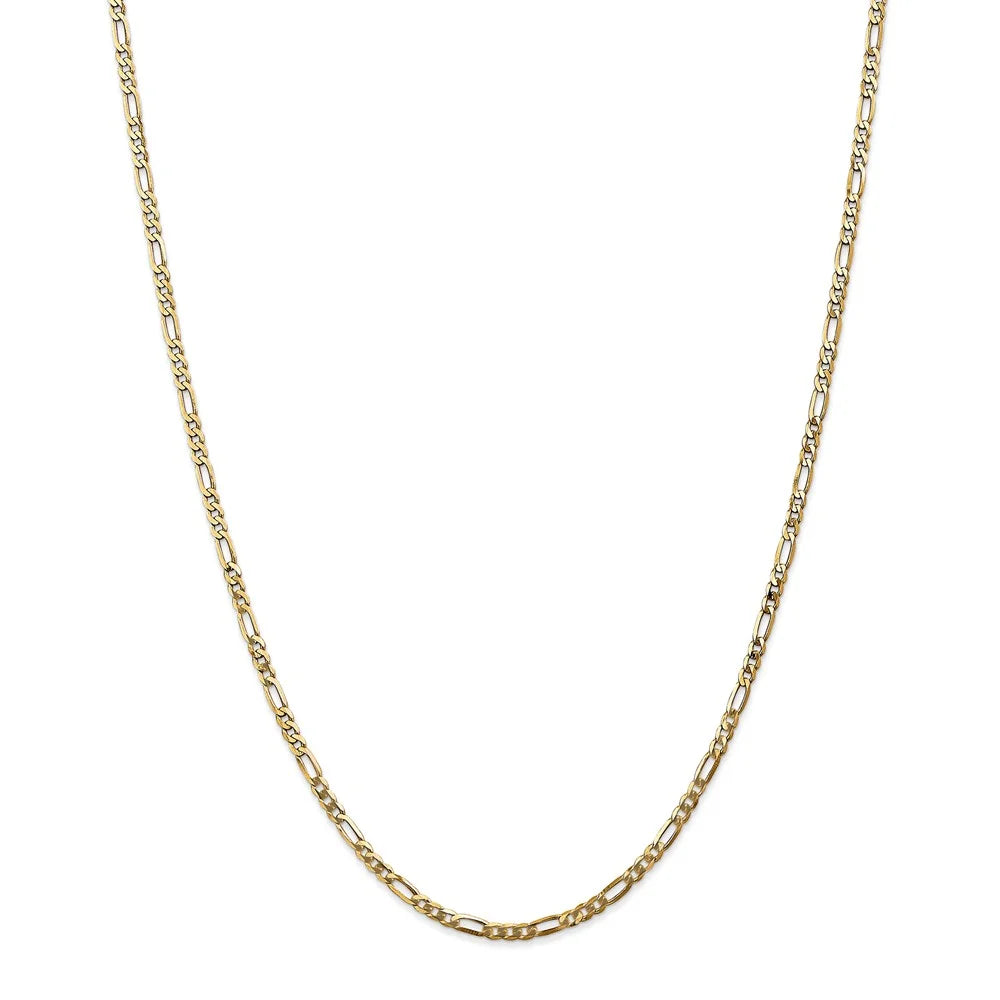 14kt Yellow Gold Flat Figaro Chain 24 inch Lobster Clasp G962