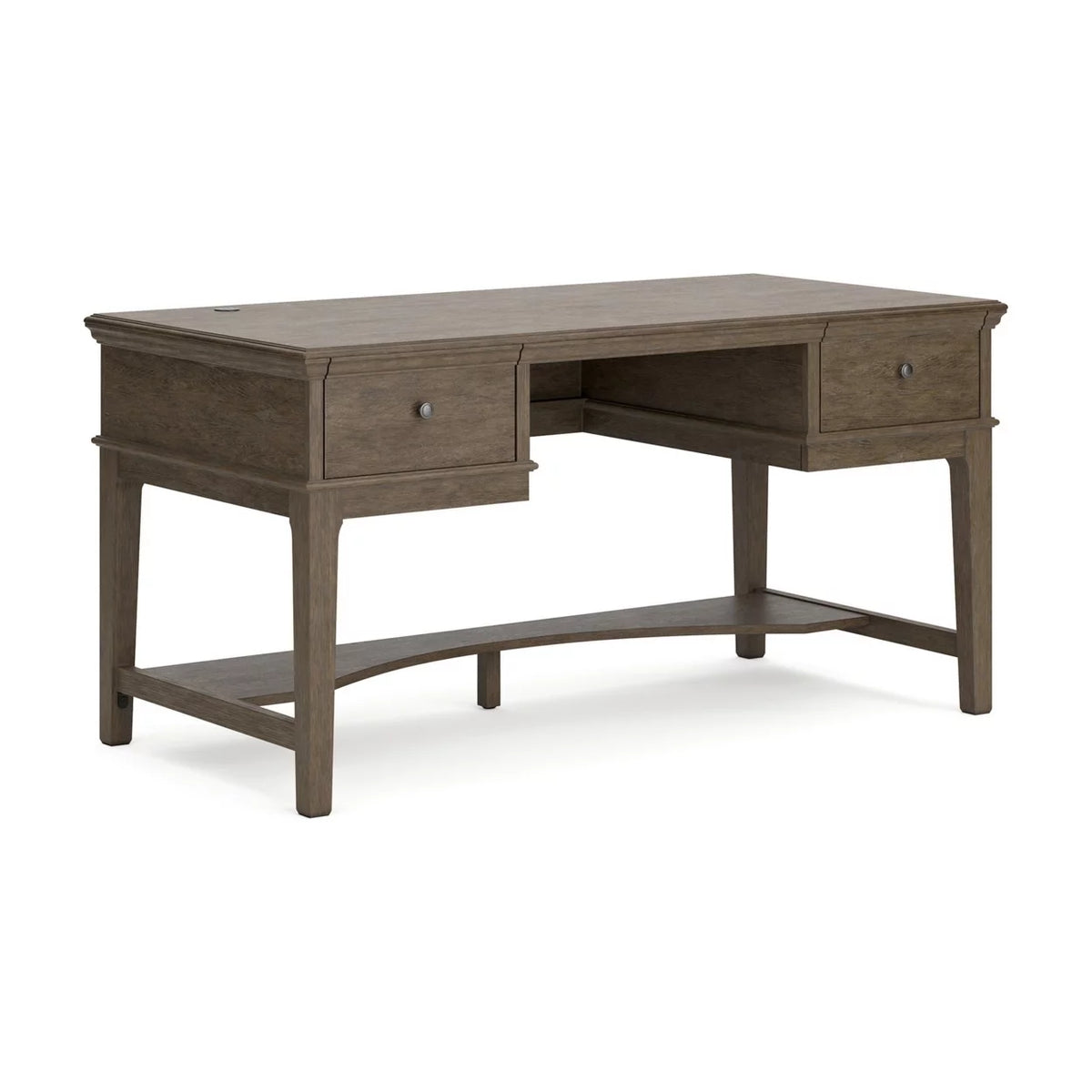 60 Inch Weathered Gray Wood Storage Desk with USB Ports B766