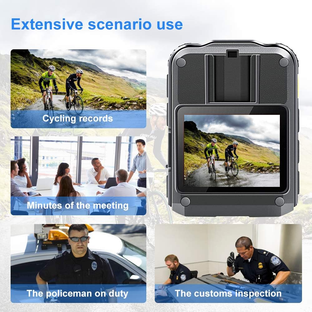 1296P HD Waterproof Body Camera with 2 Inch Display, IR Night Vision, 64GB Memory Y166