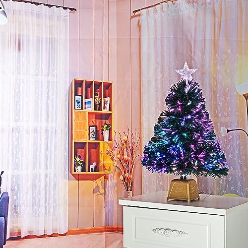 Green Fiber Optic Pre-Lit Artificial Mini Christmas Tree I844171