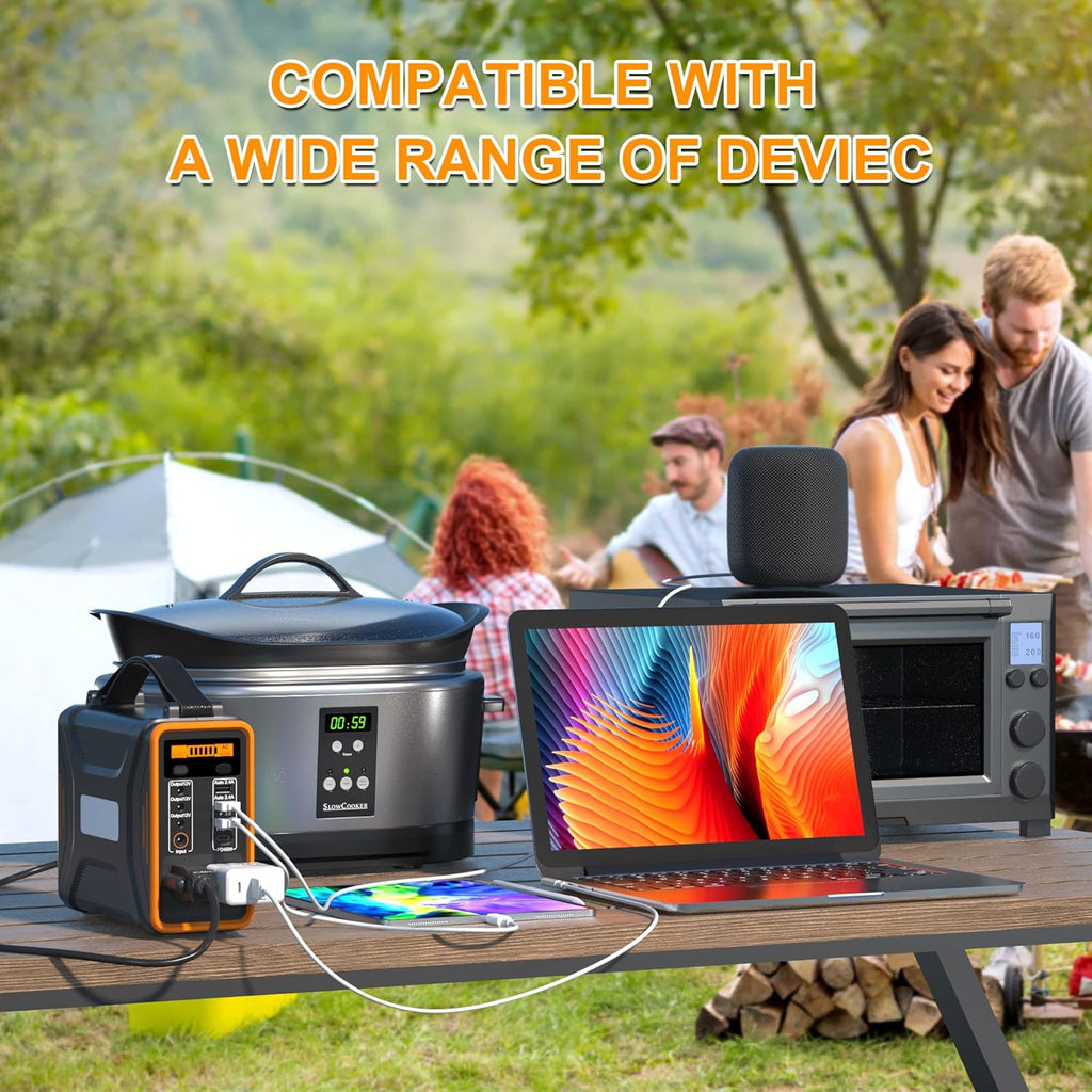 Portable Power Station, 240Wh LiFePO4 Battery, 200W Pure Sine Wave AC Outlet D73046