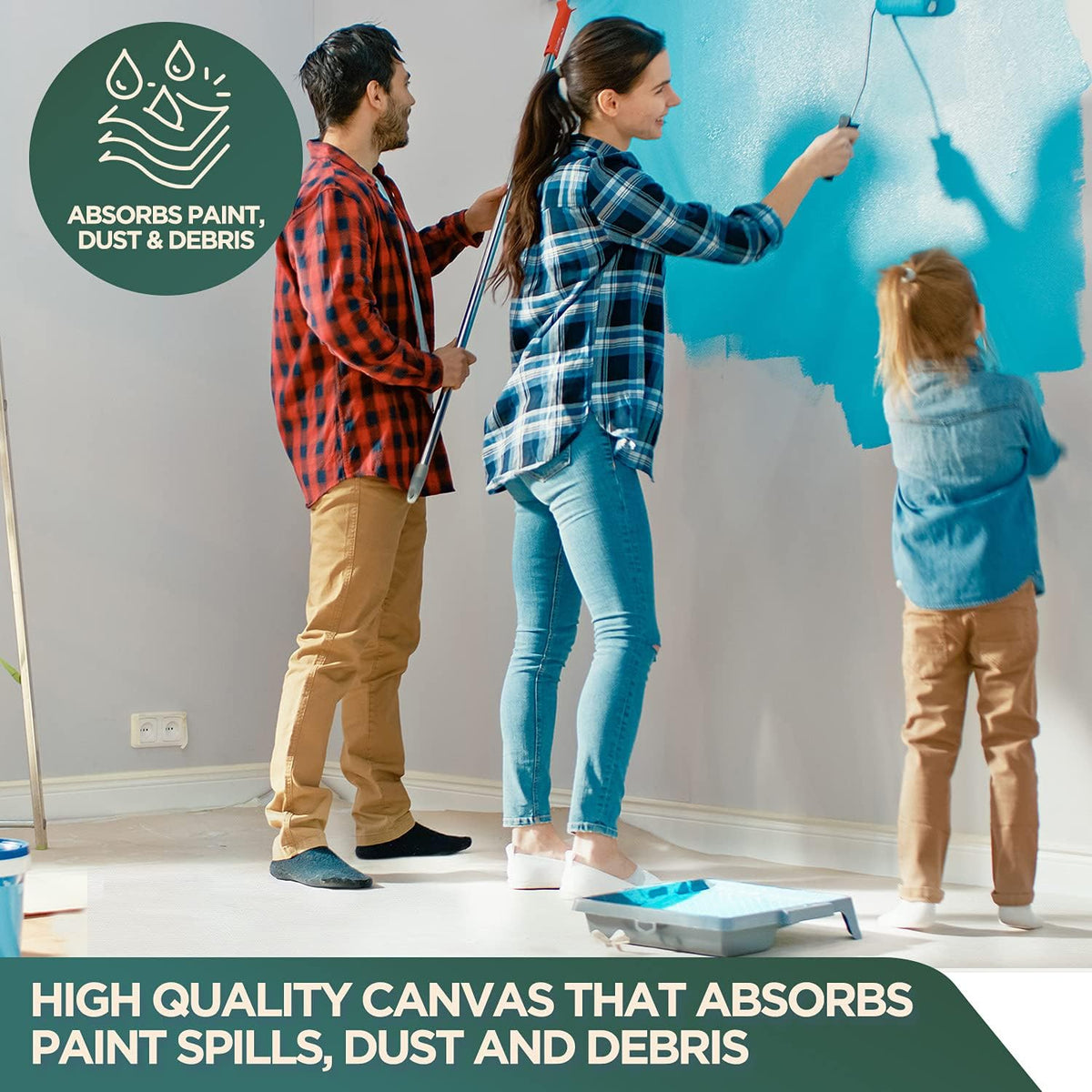 12 oz Cotton Canvas Drop Cloth, 4 Piece Set, 4 by 15 Feet U5031