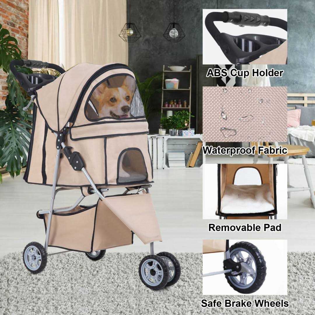 Pet Stroller Cat Dog Cage Folding Carrier T365