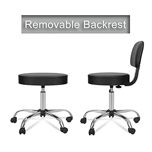 Black Adjustable Hydraulic Rolling Salon Stool Chair with Back P921625