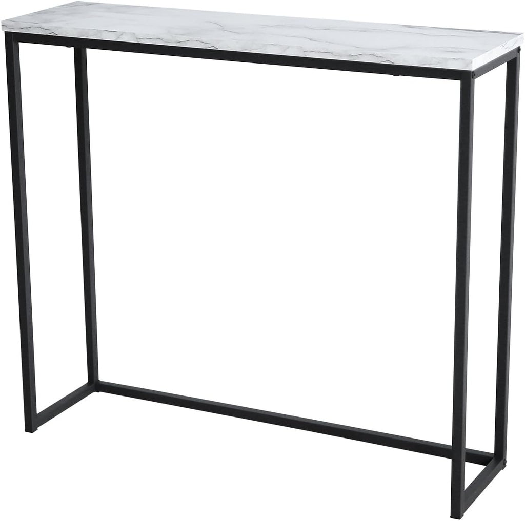 Black Faux Marble Console Table with Metal Frame D58943
