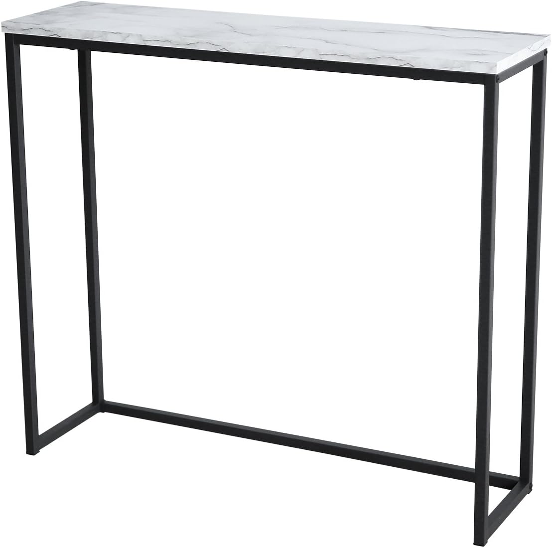 Black Faux Marble Console Table with Metal Frame D58943