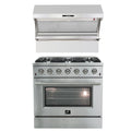 36 Inch Gas Range and Wall Mount Range Hood C568