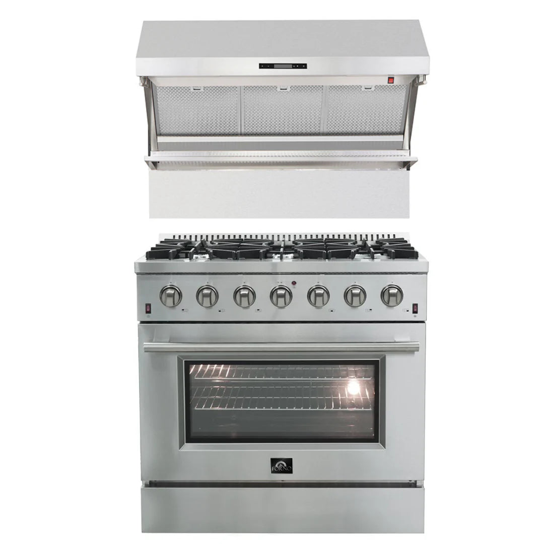 36 Inch Gas Range and Wall Mount Range Hood C568
