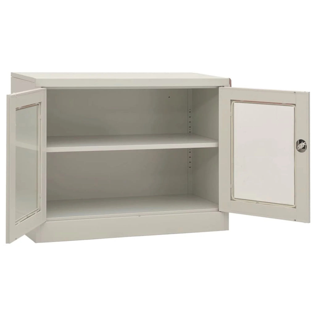 Light Gray 2 Glass Door Steel Filing Cabinet A83165