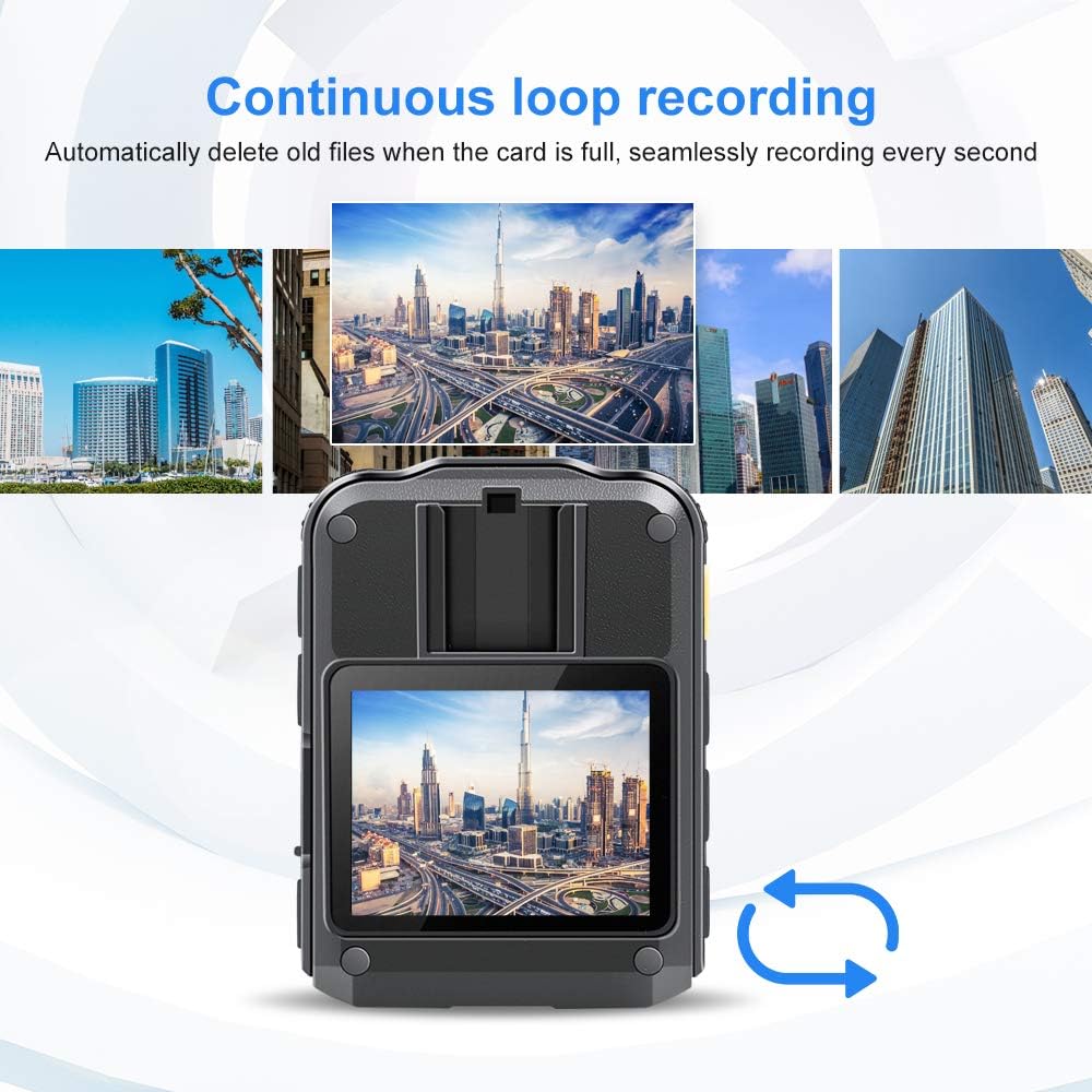 1296P HD Waterproof Body Camera with 2 Inch Display, IR Night Vision, 64GB Memory Y166