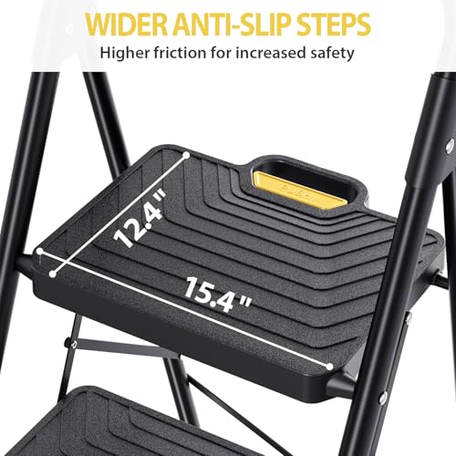 4 Step Steel Step Stool with Handrail, Black R780792