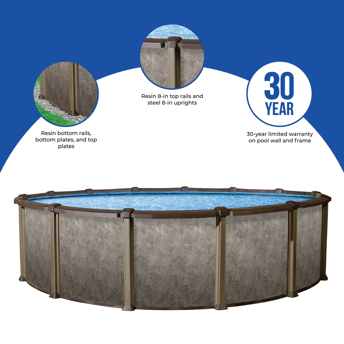 24-ft Round 54-in Deep Metal Wall Swimming Pool A900425