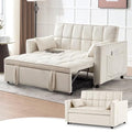 Light Grey Velvet Convertible Sleeper Sofa Couch Bed with USB Z43466