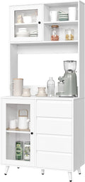 White Kitchen Pantry Storage Cabinet with Countertop E7139