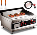 24-Inch Commercial Gas Griddle, 2-Burners Liquefied Propane Gas Flat Top Stainless Steel Countertop Manual Griddle C489