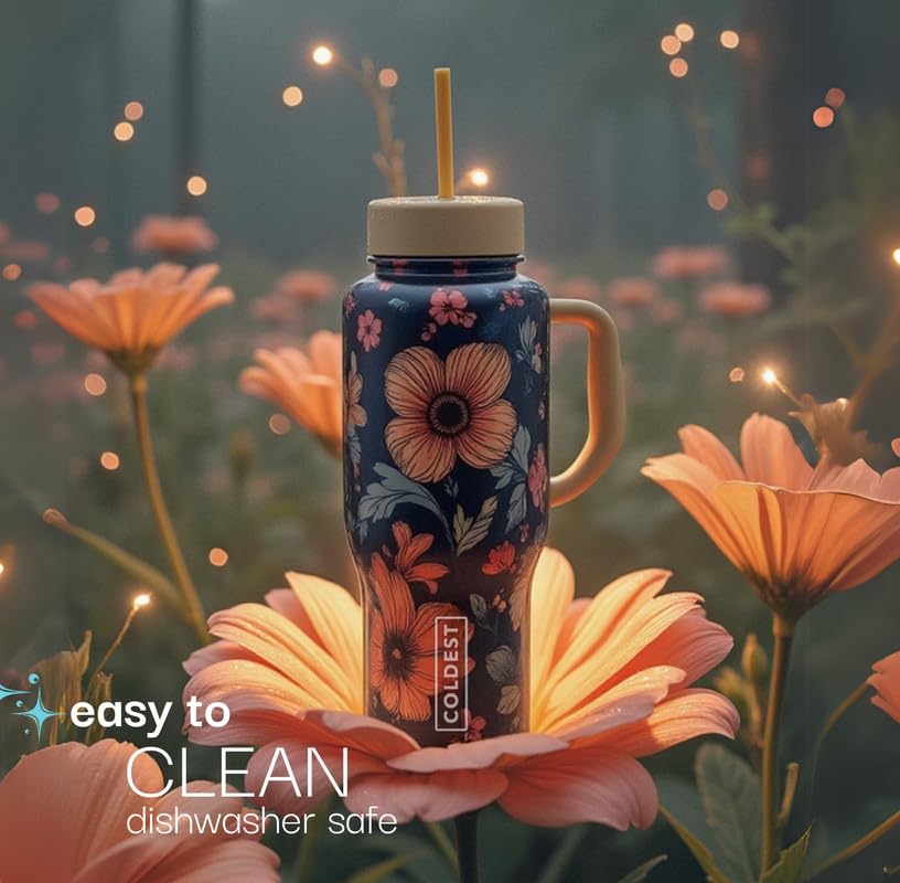40 oz Stainless Steel Tumbler with Handle and Straw Y647544
