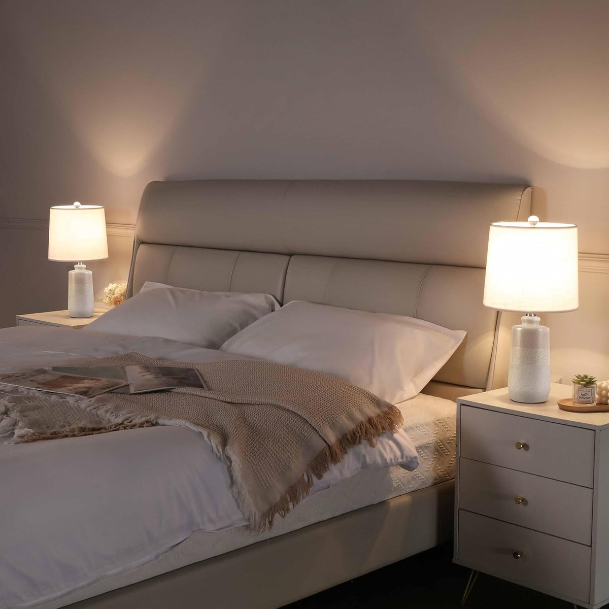 20.5" Ceramic Table Lamp Set of 2, Off White/Beige S231