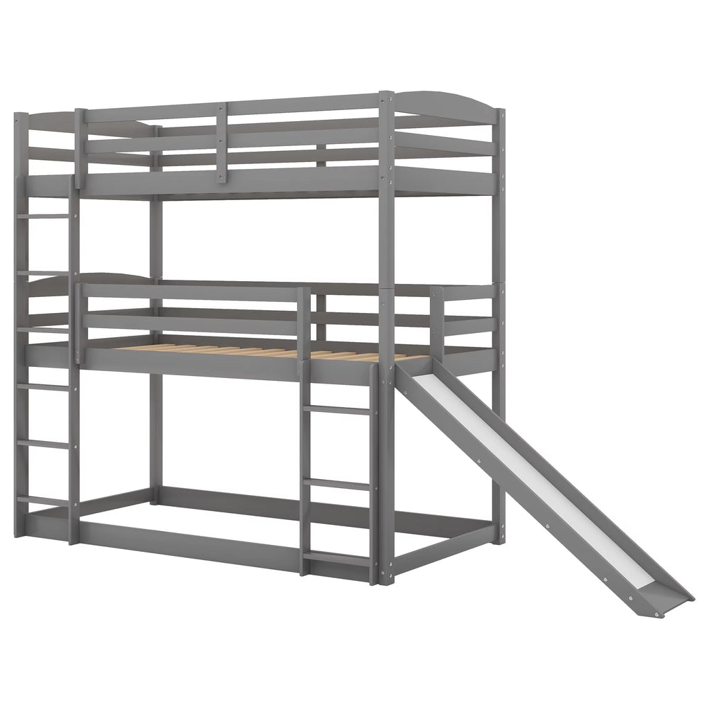 Gray Wood Triple Bunk Bed A600902