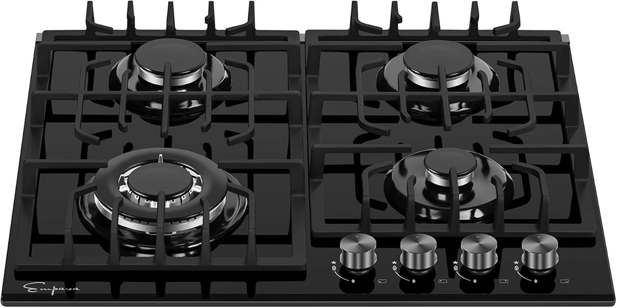 24 in Gas Cooktop 4 Sealed Burners Tempered Glass Black G38178
