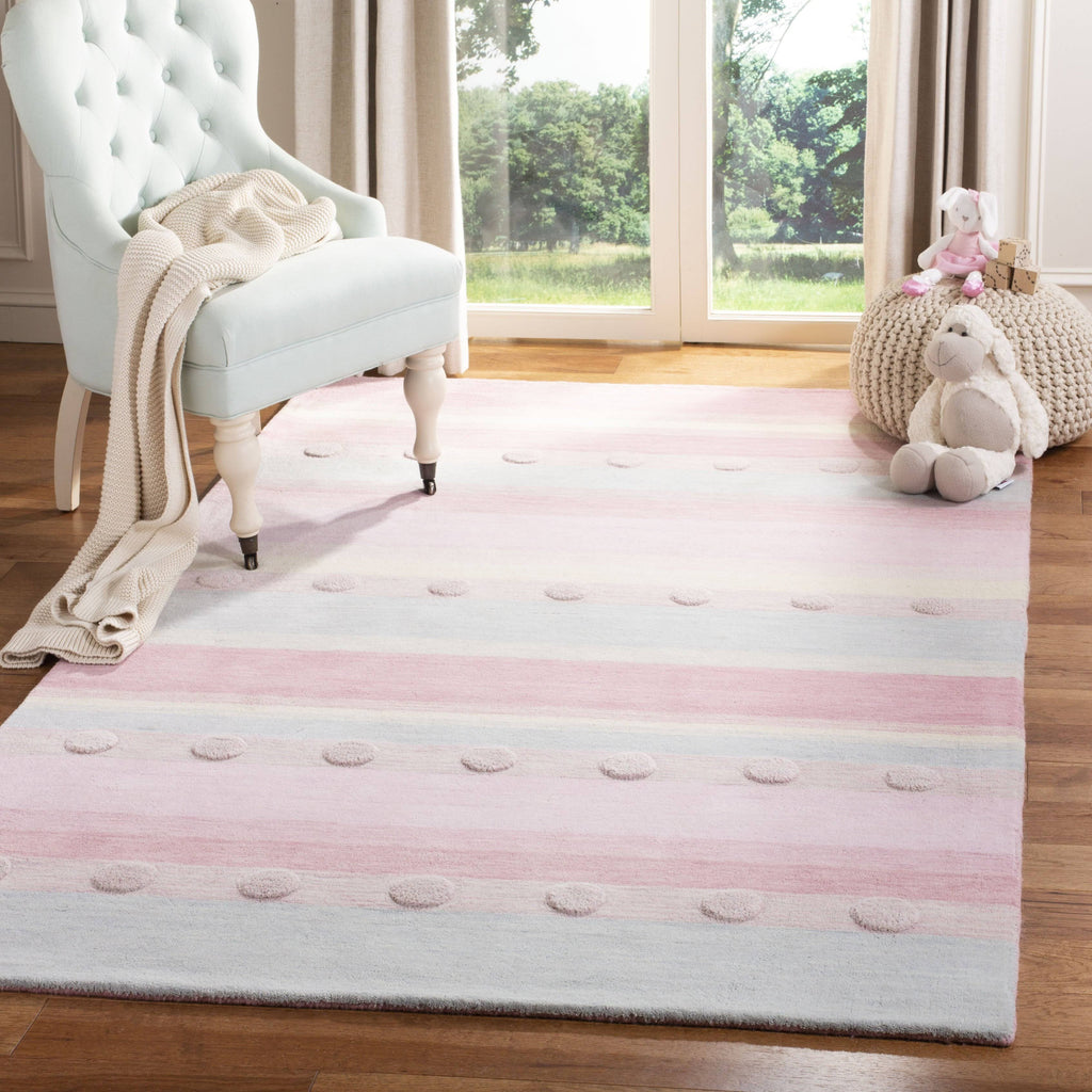 Light Blue / Pink Square Kids Rug G420