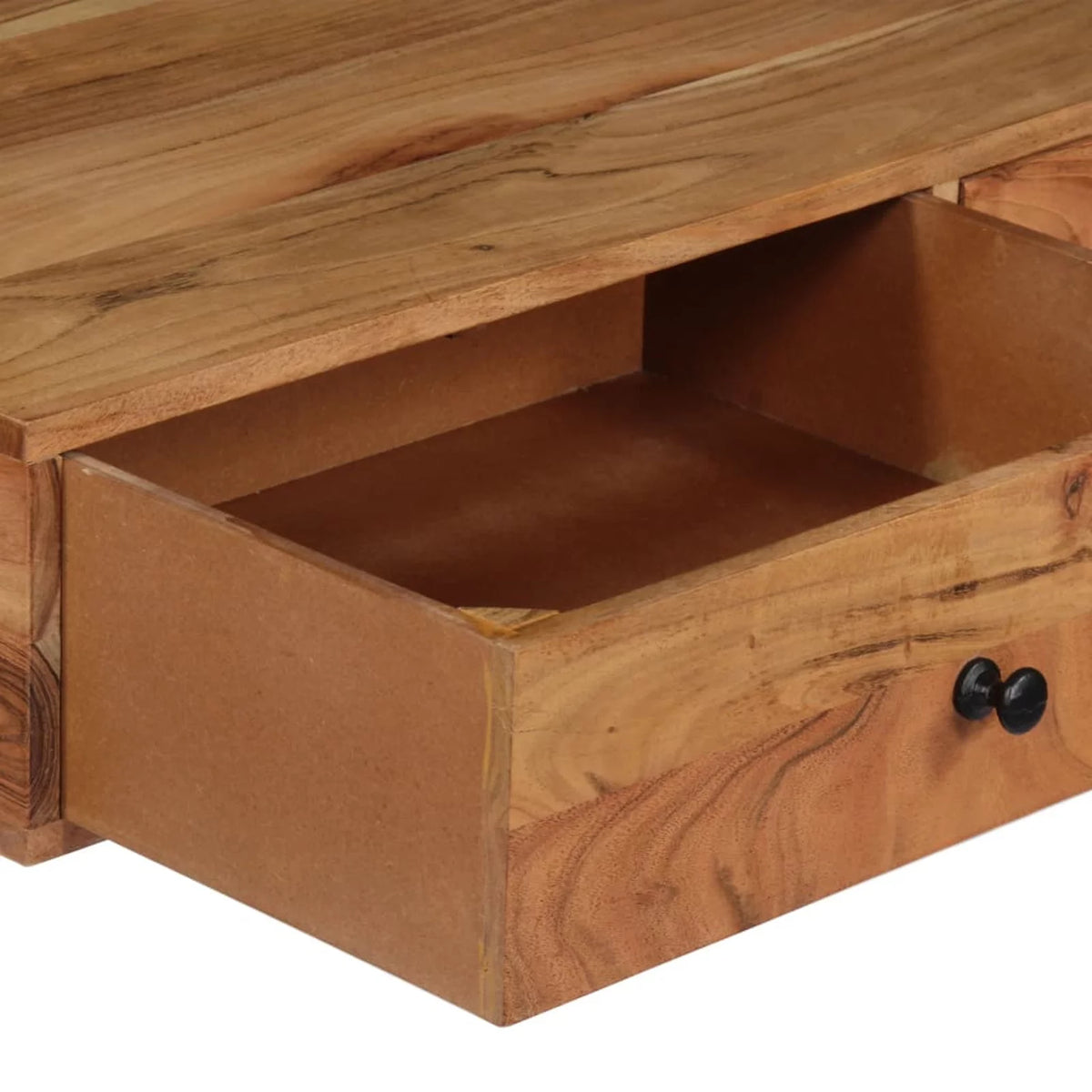 Wall Computer Desk with Storage Drawers and Book Shelf Acacia Wood Iron Frame Y472447