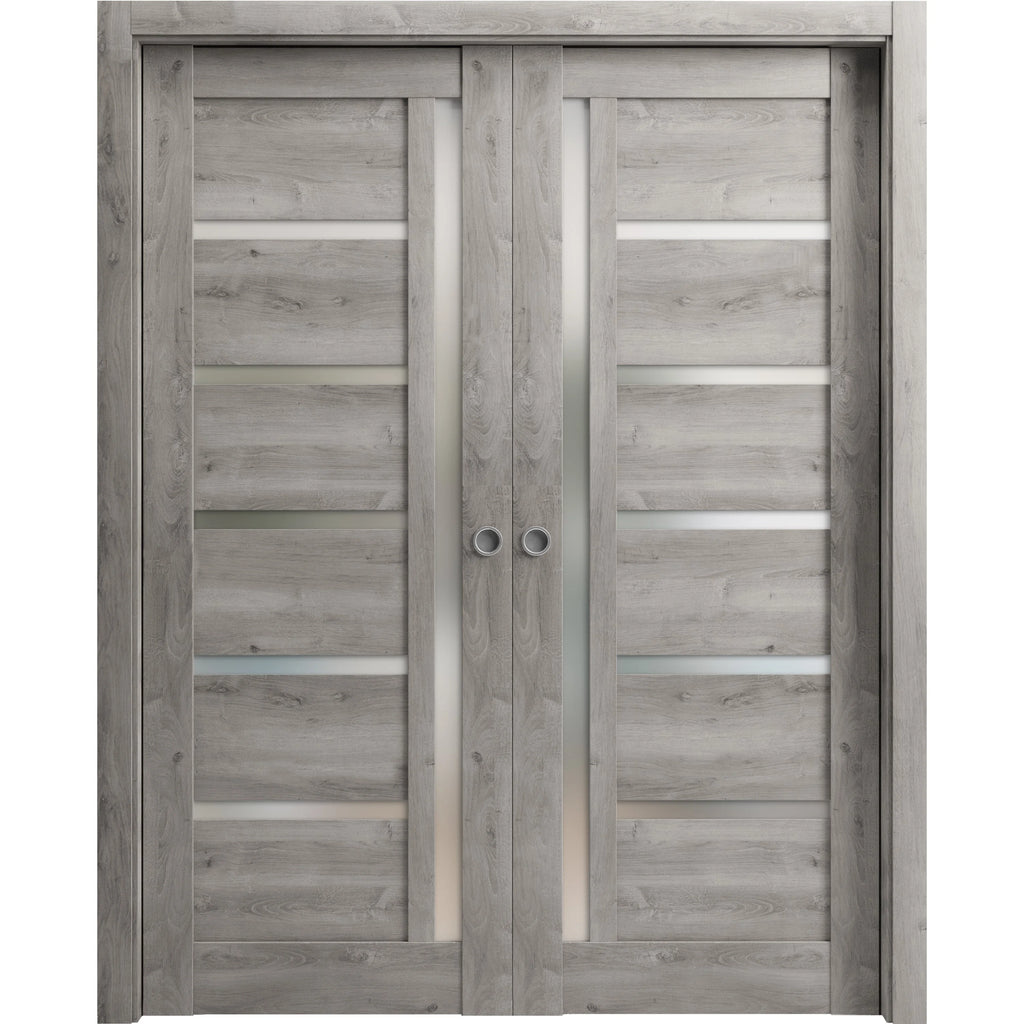 Sliding French Double Pocket Doors 64 x 96 inches Solid Wood Interior Doors P822