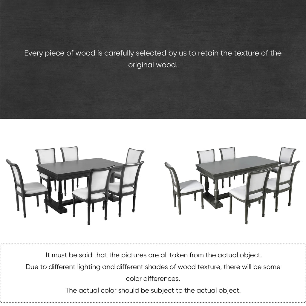 Black 6 Piece Upholstered Dining Table Set T872