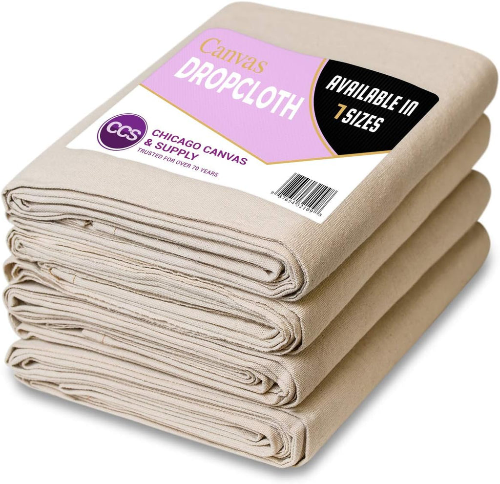 12 oz Cotton Canvas Drop Cloth, 4 Piece Set, 4 by 15 Feet U5031
