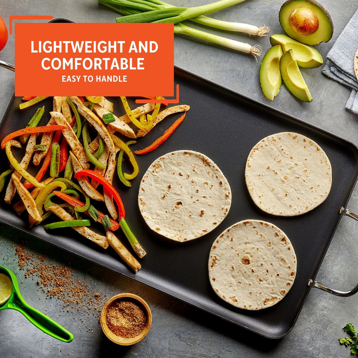 Black 20 x 12 Nonstick Double Burner Griddle D630