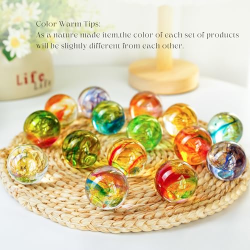 7 Pcs Crystal Glass Decorative Ball Set with LED Wooden Base M4892