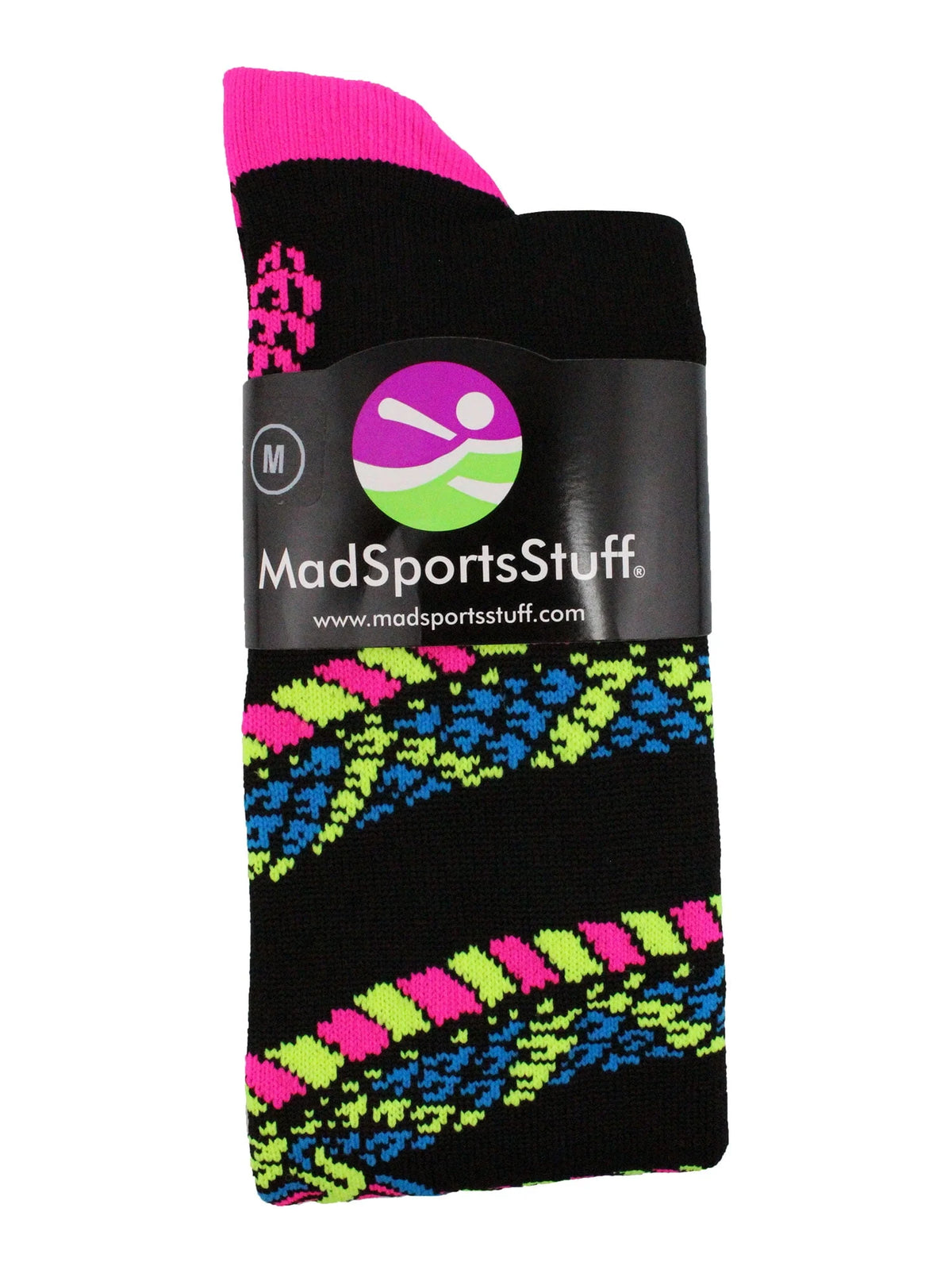 Black Neon Pink Large Soccer Socks H4527