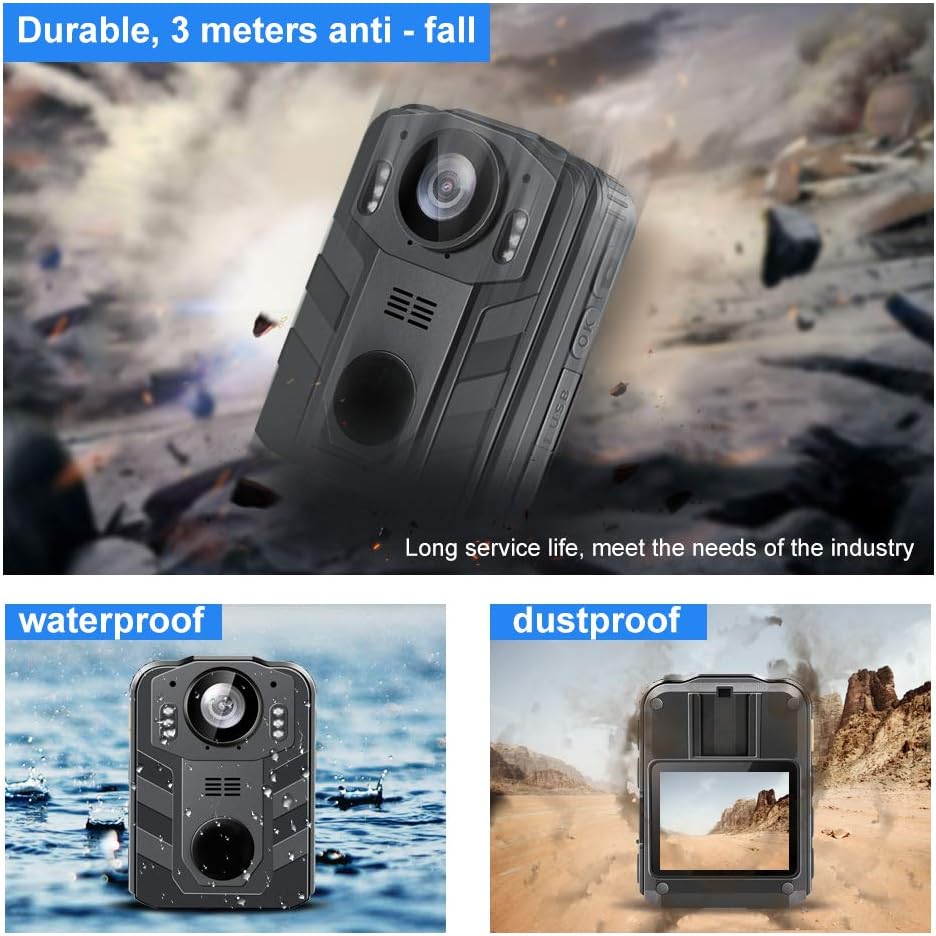 1296P HD Waterproof Body Camera with 2 Inch Display, IR Night Vision, 64GB Memory Y166