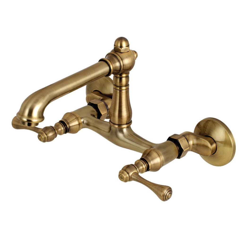 Polished Nickel Adjustable Center Wall Mount Kitchen Faucet Q941112