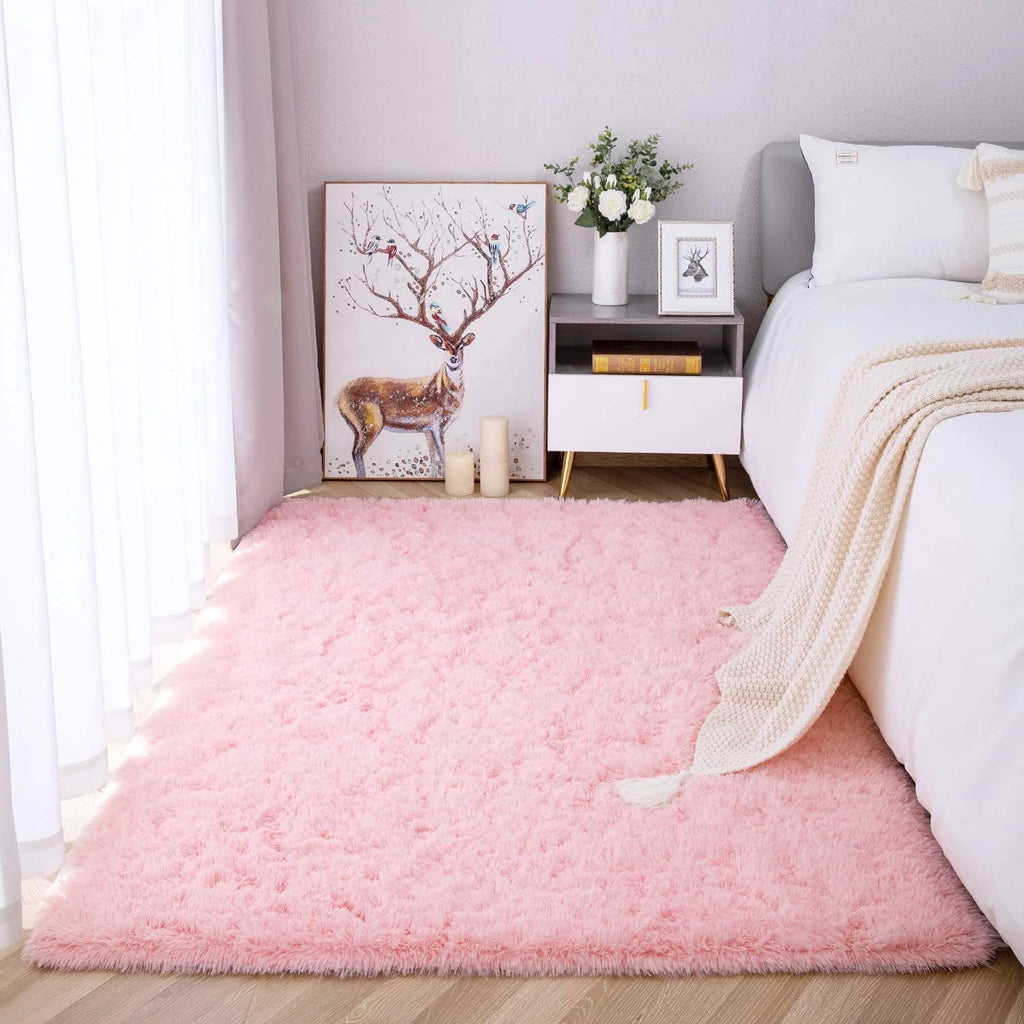 Pink Fluffy Rug 5.3'x7.5' U7813