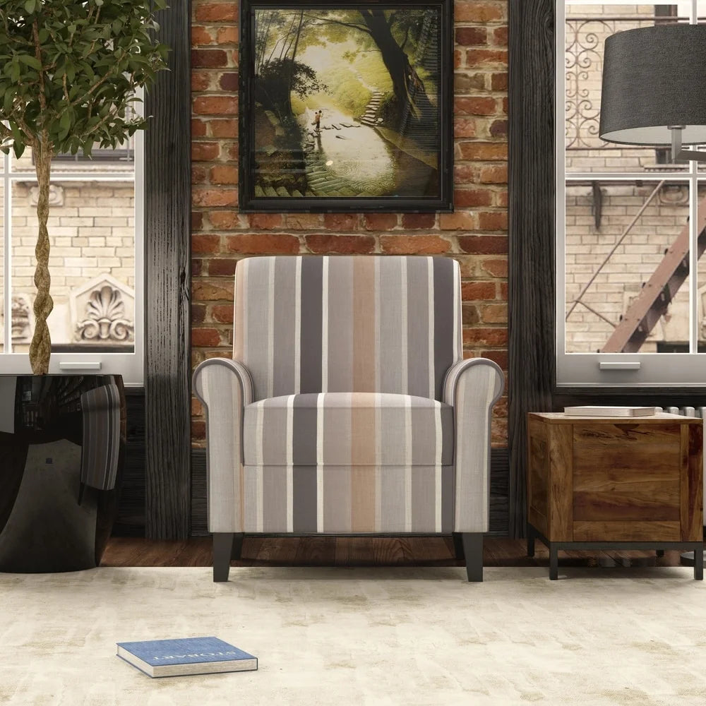 Turquoise Stripe Rolled Arm Chair I189174