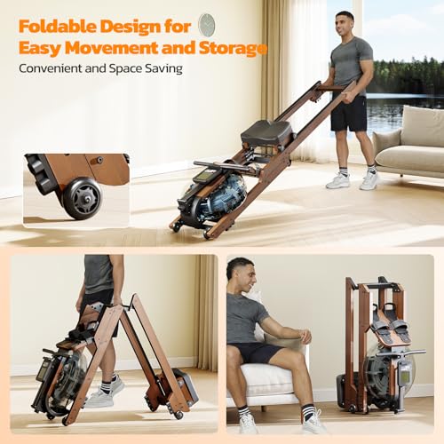 Foldable Water Rowing Machine 350 LBS with LCD Monitor C855