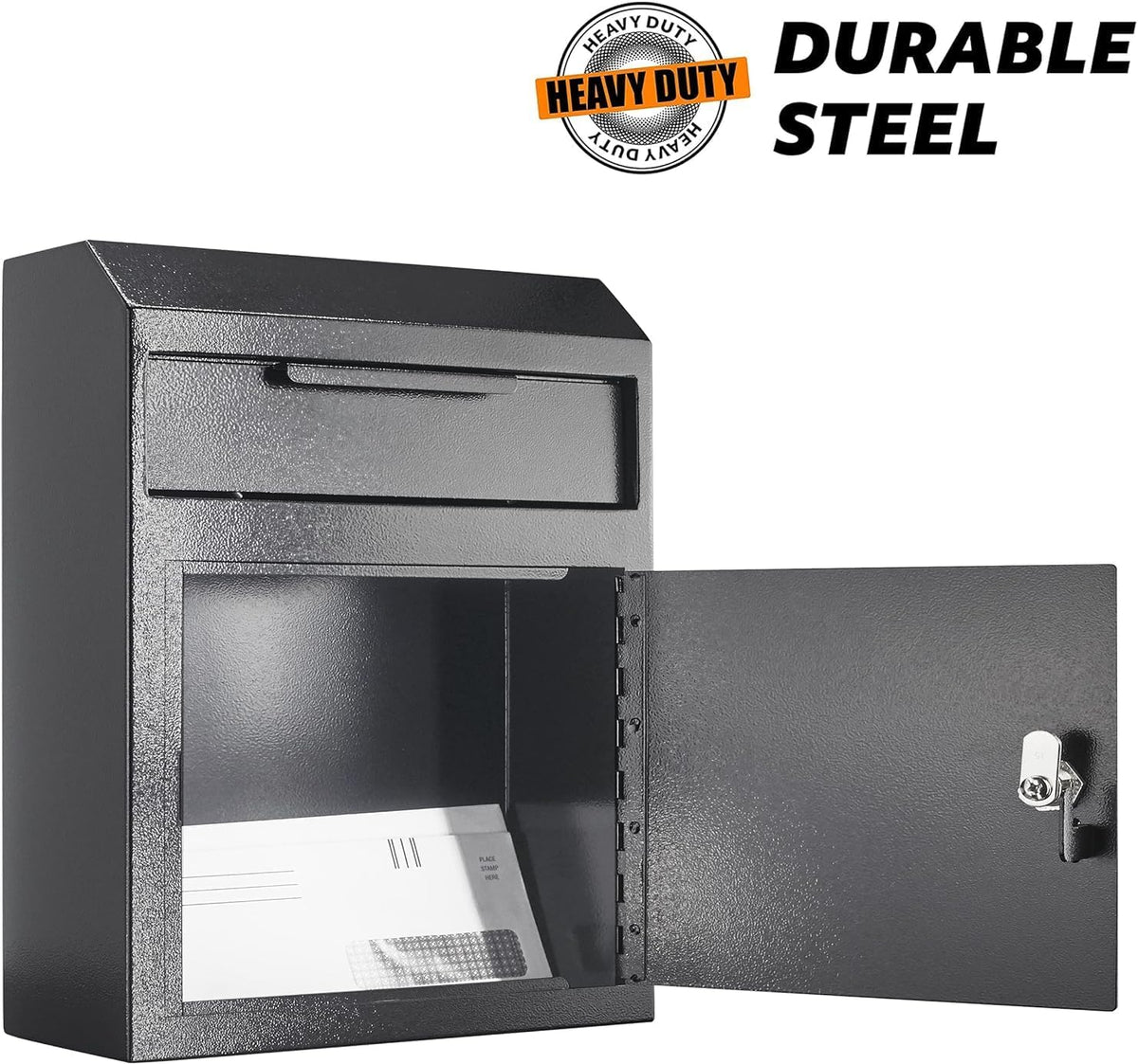 Extra Large Metal Wall Mount Locking Deposit Drop Box Safe (Black) U81350