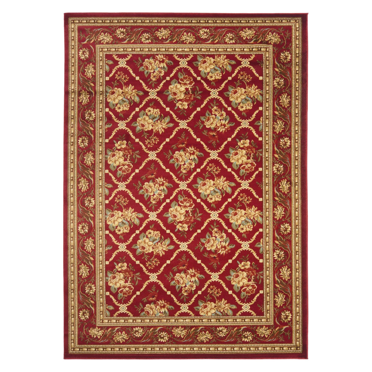 Red Floral Border Square Area Rug H782969