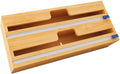 Bamboo Wood Wrap Dispenser with Slide Cutter 2 Slots Aluminum Foil Organizer Pack of 2 K541