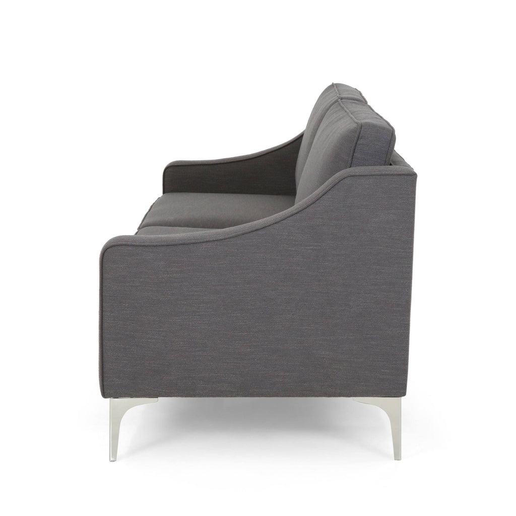 Dark Granite Silver Gray Polyester 3 Seater Sofa G847
