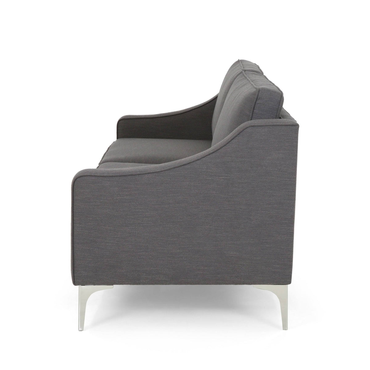 Dark Granite Silver Gray Polyester 3 Seater Sofa G847