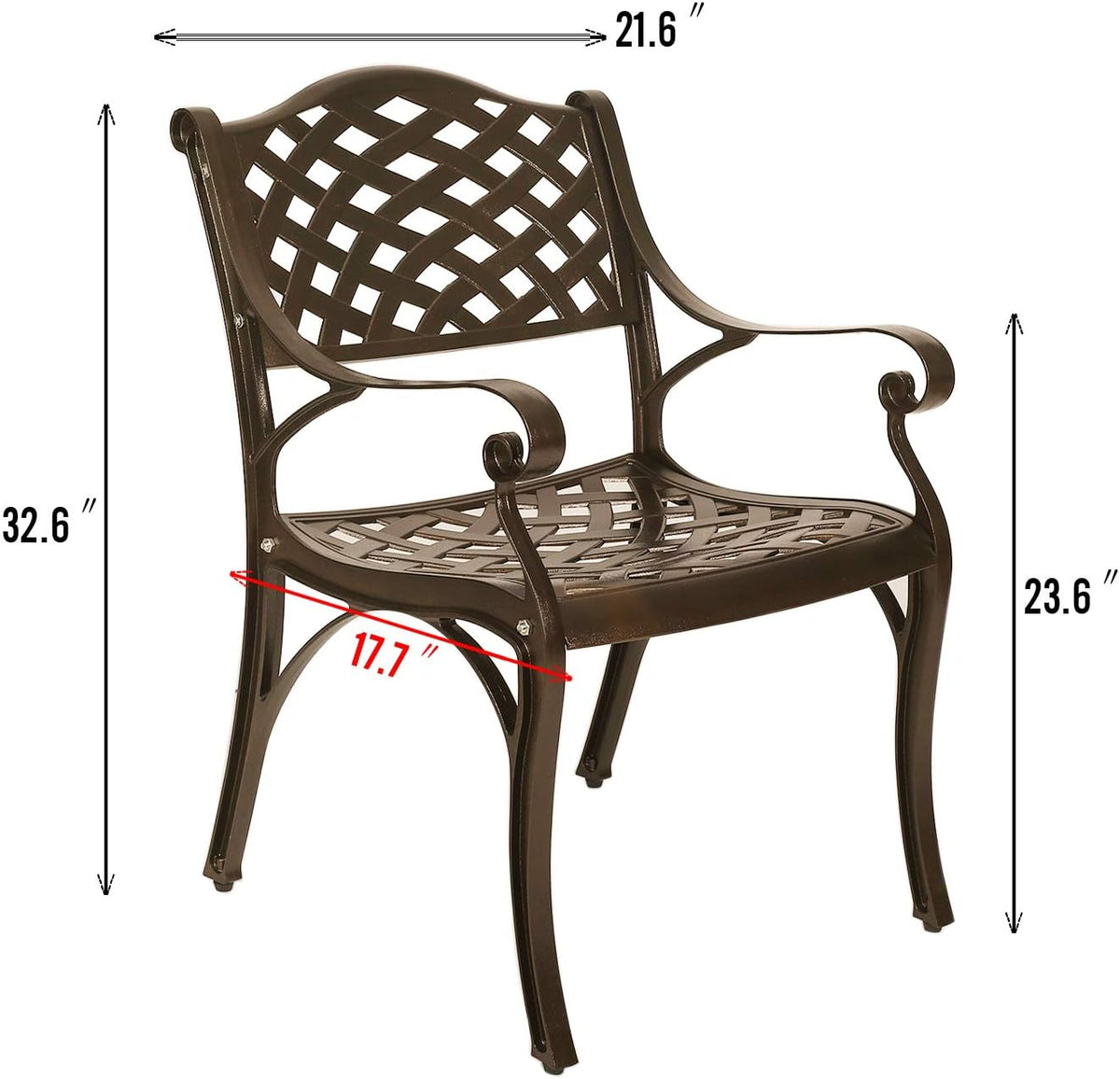 2 Piece Cast Aluminum Bistro Dining Chair Set Antique Bronze P61894