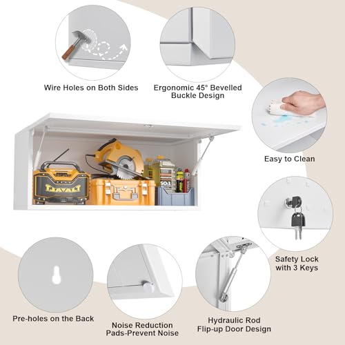 Metal Garage Storage Cabinet Wall Mount with Adjustable Shelf T684774