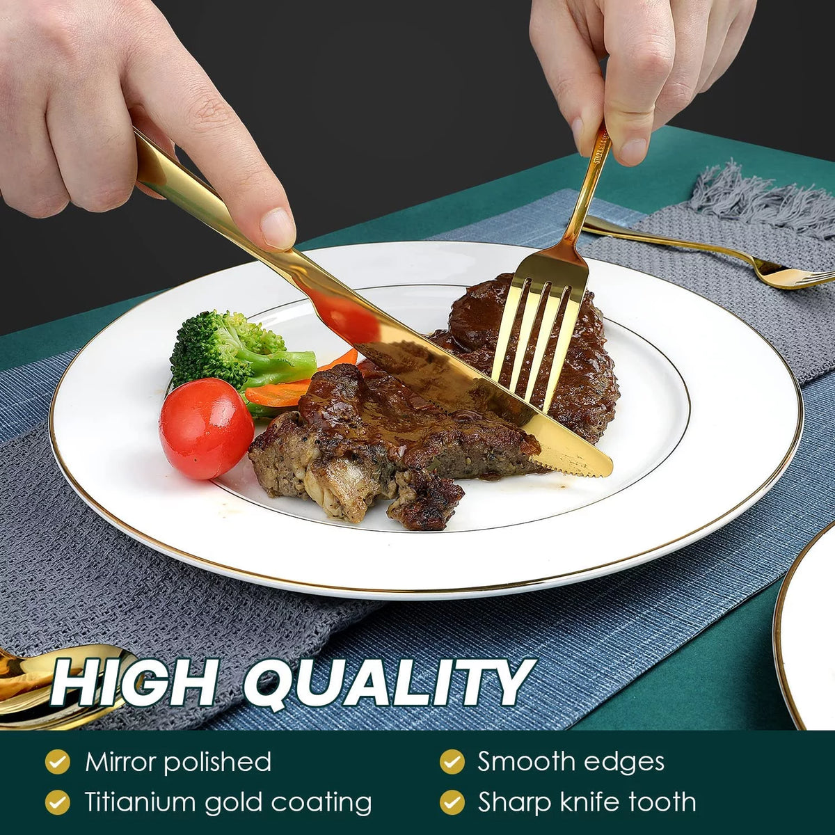 24-Piece Mirror Polished Stainless Steel Silverware Set K272