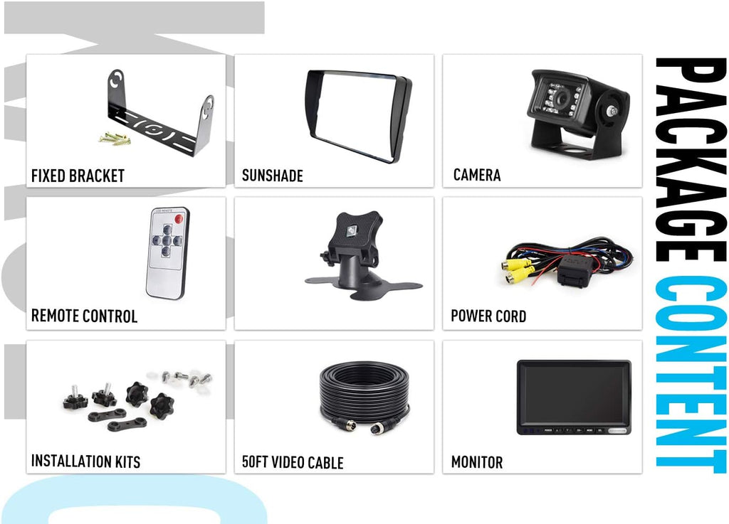 HD Wired Backup Camera System Kit with 7" LCD Monitor M464