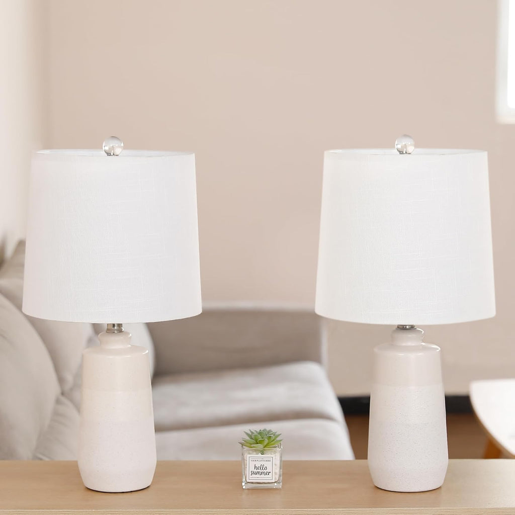 20.5" Ceramic Table Lamp Set of 2, Off White/Beige S231